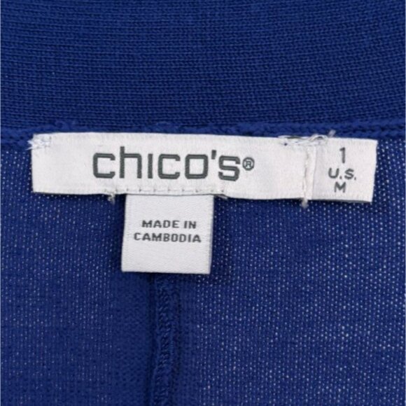 Chicos Royal Blue Sweater Open Front Cardigan Chicos Size 1 Womens Medium 8 Fall - Picture 2 of 9
